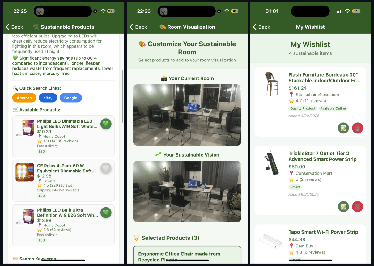 SustainaView App Screenshots